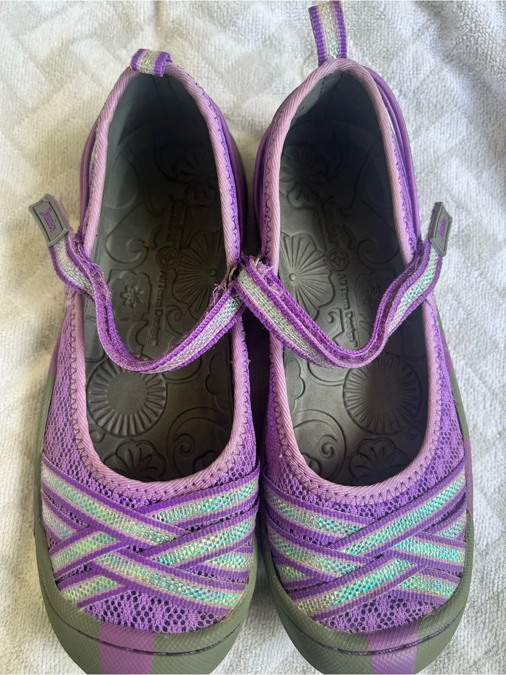 Jambu Purple and Green Girls' Mary Jane Sandals